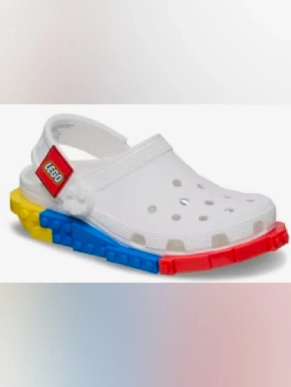 Lego White Kids Clogs with Red, Blue & Yellow Block Sole